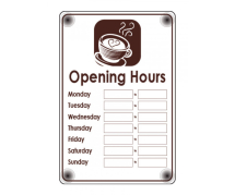 CAFE OPEN AND CLOSED BUSINESS HOURS NOTICE 300X200MM FD165