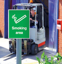 SMOKING AREA' RIGID GREEN SIGN 400X300MM