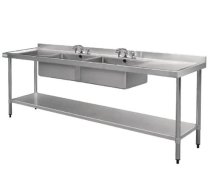 VOGUE S/S DOUBLE SINK WITH DOUBLE DRAINER 2400 MM U910