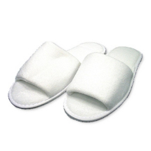 WHITE TOWELLING SLIPPERS OPEN TOE BUBBLE SOLE 28CM PAIR