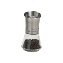 T&G TIP TOP PEPPER MILL STAINLESS STEEL TOP GLASS BASE