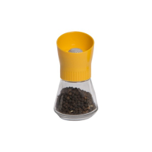 T&G SOLA PEPPER MILL YELLOW TOP GLASS BASE