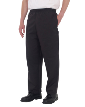 DENNY'S BLACK ELASTICATED TROUSERS LARGE DC18B