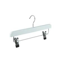 35CM WHITE TROUSER HANGER WITH DROP BAR & CLIPS X100