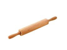 NATURAL WOOD ROLLING PIN WITH HANDLES 17.5inch