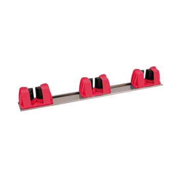RED WALL TIDY/BRACKET WITH 3 CLIPS FOR BROOMS