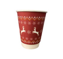 CHRISTMAS 12OZ SMOOTH DOUBLE WALL CUP REINDEER DESIGN