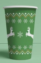 CHRISTMAS 8OZ SMOOTH DOUBLE WALL CUP GREEN X500