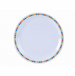 GENWARE MELAMINE WHITE WITH COLOURED SPOTS PLATE 8.9"