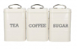 LIVING NOSTALGIA TEA/SUGAR/COF FEE CANISTERS STEEL CREAM