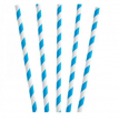PAPER BLUE STRIPE STRAW BIODEGRADABLE 8" 6MM(BORE)