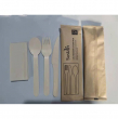 WOODEN MEAL KIT 4IN1 FORK KNIFE,SPOON,KRAFT NAPKIN