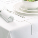 AMALFI CIRCULAR WHITE TABLECLOTH 230CM HEMMED EDGE