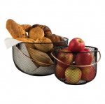 BLACK WIRE FRUIT & BREAD BASKET WITH COPPER HANDLE