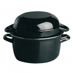 BLACK ENAMELLED MUSSEL POT WITH LID 20 x 13CM (3LTR)