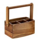 ACACIA STRAIGHT SIDED 4 COMPARTMENT TABLE CADDY WOODEN