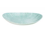 CHURCHILL SUPER VITRIFIED STUDIO PRINTS STONE AQUAMARINE OVAL PLATE 10.6X9"