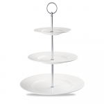 CHURCHILL ALCHEMY FINE CHINA WHITE THREE TIER PLATE TOWER 11"