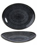 CHURCHILL SUPER VITRIFIED STUDIO PRINTS BLACK OVAL PLATE 10.6X9"