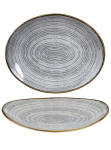 CHURCHILL SUPER VITRIFIED STUDIO PRINTS STONE GREY OVAL COUPE PLATE 12.5X10"