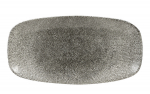 CHURCHILL SUPER VITRIFIED STUDIO PRINTS RAKU QUARTZ BLACK OBLONG PLATE 14X7.4"