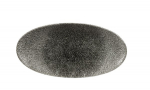 CHURCHILL SUPER VITRIFIED STUDIO PRINTS RAKU QUARTZ BLACK OVAL PLATE 11.8X5.9"