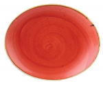 CHURCHILL SUPER VITRIFIED STONECAST BERRY RED OVAL COUPE PLATE 7.6X6.3"