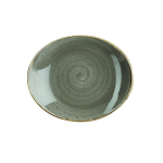 CHURCHILL SUPER VITRIFIED STONECAST PEPPERCORN GREY OVAL COUPE PLATE 7.6X6.3"