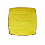 CHURCHILL SUPER VITRIFIED STONECAST MUSTARD DEEP SQUARE PLATE 10.6"