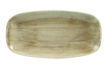 CHURCHILL SUPER VITRIFIED STONECAST PATINA ANTIQUE TAUPE OBLONG PLATE 11.3X6"
