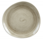 CHURCHILL SUPER VITRIFIED STONECAST PATINA ANTIQUE TAUPE ORGANIC PLATE 11.3"