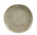 CHURCHILL SUPER VITRIFIED STONECAST PATINA ANTIQUE TAUPE ORGANIC PLATE 10.4"