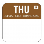 1'' SQUARE FOOD LABEL ROLL BROWN THURSDAY 25X25MM