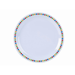 GENWARE MELAMINE WHITE WITH COLOURED SPOTS PLATE 8.9"