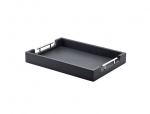 GENWARE BUTLERS TRAY 45X33CM SOLID BLACK W METAL HANDLES