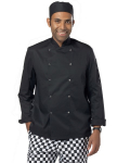 DENNY'S LONG SLEEVE CHEFS JACKET BLACK LARGE