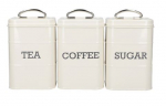 LIVING NOSTALGIA TEA/SUGAR/COF FEE CANISTERS STEEL CREAM