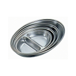 STAINLESS STEEL OVAL VEGETABLE DISH WITH 2 DIVISIONS 8"