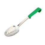 GENWARE PLASTIC HANDLE STAINLESS STEEL SPOON SLOTTED GREEN
