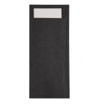 KRAFT BLACK CUTLERY POUCH WITH WHITE NAPKIN X500