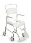 CLEAN HEIGHT ADJUSTABLE SHOWER COMMODE WHITE LOCKABLE CASTORS