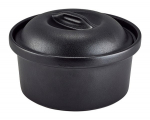 GENWARE FORGE STONEWARE BLACK BUFFET ROUND CASSEROLE DISH 53OZ