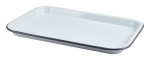 GENWARE ENAMEL WHITE/GREY RIM SERVING TRAY 13.2X9.3"