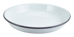 GENWARE ENAMEL WHITE/GREY RIM COUPE PLATE 9.4"