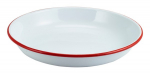 GENWARE ENAMEL WHITE/RED RIM COUPE PLATE 9.4"