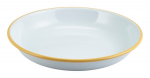 GENWARE ENAMEL WHITE/YELLOW RIM ROUND COUPE PLATE 7.9"