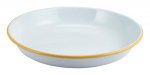 GENWARE ENAMEL WHITE/YELLOW RIM COUPE PLATE 9.4"