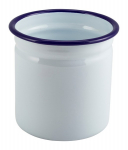 GENWARE ENAMEL WHITE/BLUE RIM CUTLERY HOLDER 4.5"