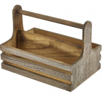 GENWARE MEDIUM RUSTIC WOODEN TABLE CADDY 7.9X6"