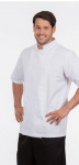UNISEX WHITE CHEF JACKET SHORT SLEEVE,BUTTON,POLYCOTTON LARGE